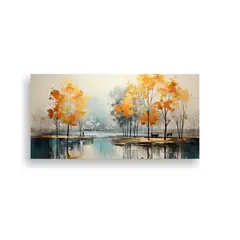 GENERICO - Cuadro Abstracto De árboles En Plata Y Oro Con Movimiento C 160x80cm