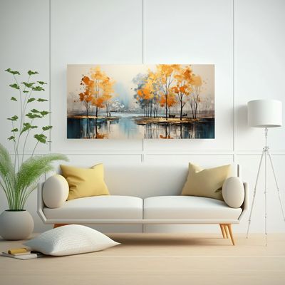 Imagen 2 del producto Cuadro Abstracto De árboles En Plata Y Oro Con Movimiento C 160x80cm