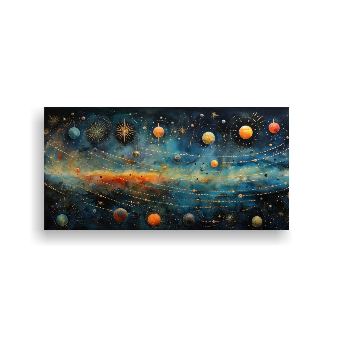 GENERICO - Pintura Abstracta Celestial En Bastidor Con Relieve 160x80cm