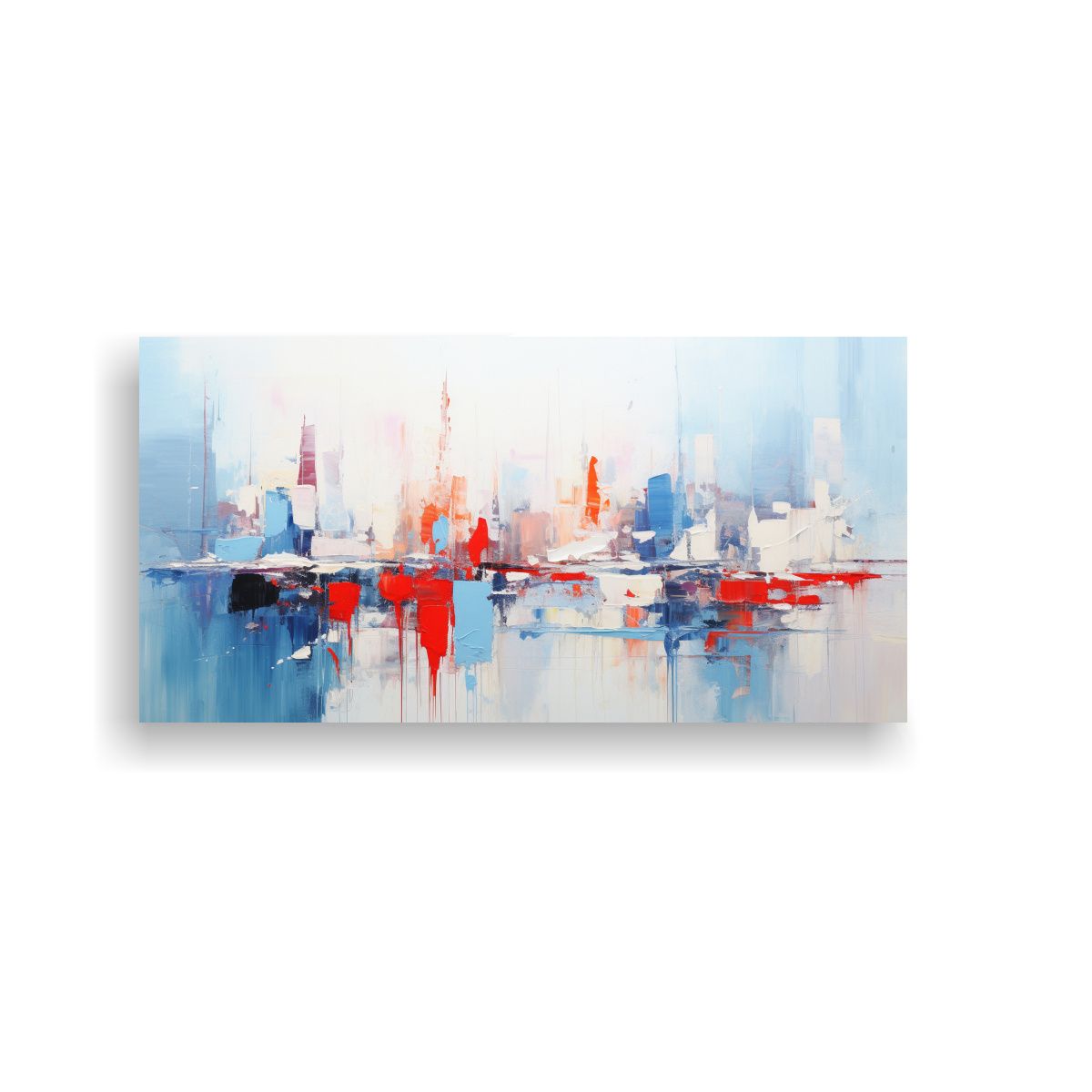 GENERICO - Pintura Abstracta Monocromática Azul Para Decorar Comedor. 160x80cm