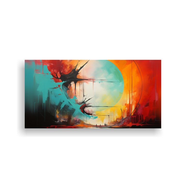 GENERICO - Pintura Abstracta Canva Líneas Armonía Cromática, Estilo  160x80cm