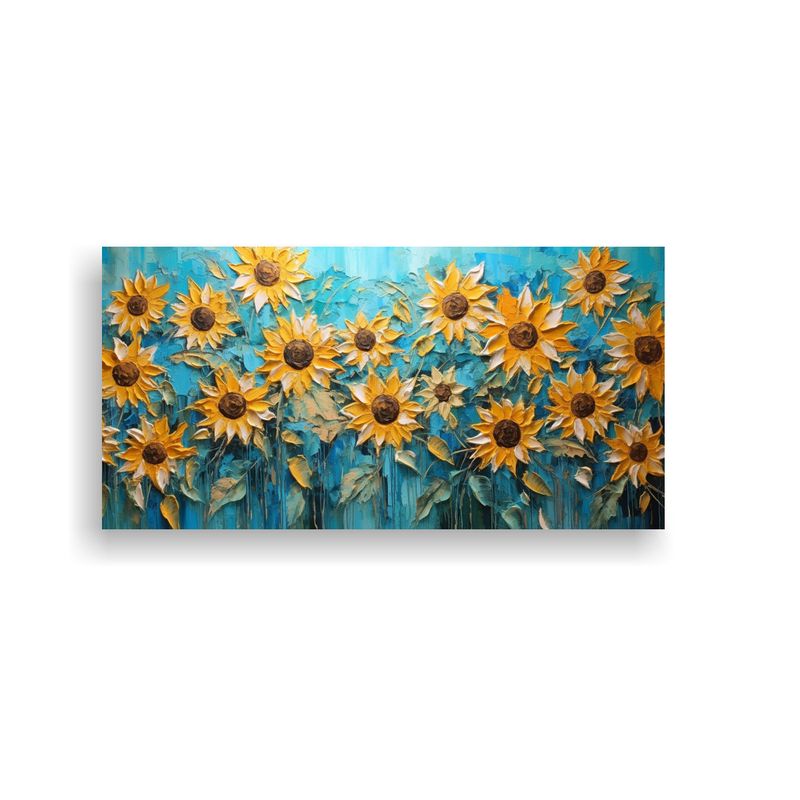 GENERICO - Lienzo Galería: Pintura Armonía De Colores Girasoles Turqu 160x80cm