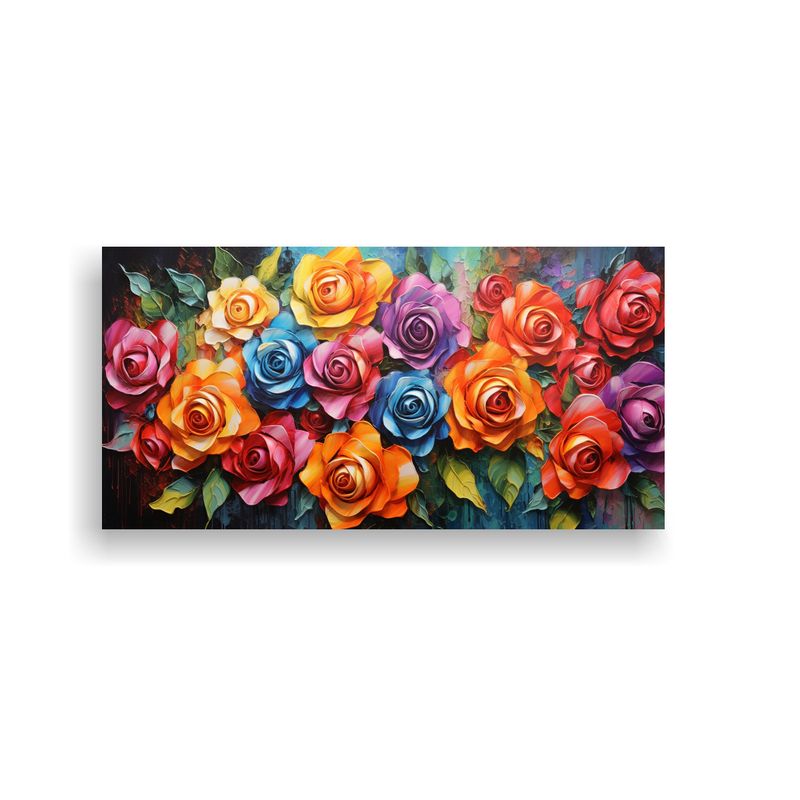 GENERICO - Pintura Lienzo Cuadro Para Comedor Con Rosas De Colores Arco 160x80cm