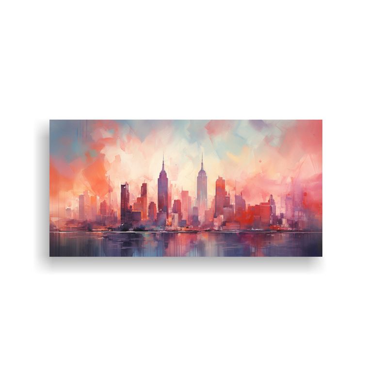 GENERICO - Cuadro Decorativo En Bastidor De Tela Con Vibrante Ciudad De 160x80cm
