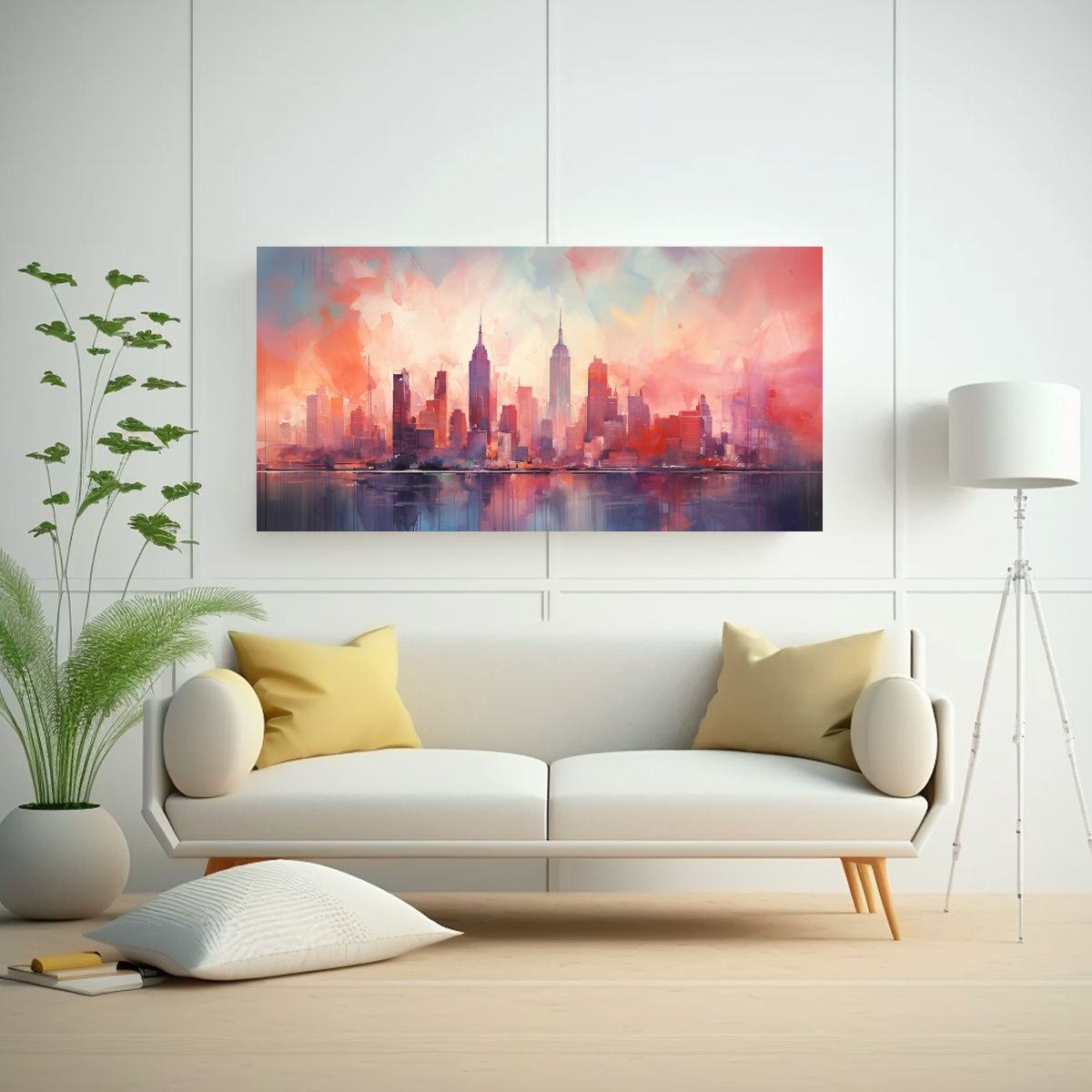 GENERICO - Cuadro Decorativo En Bastidor De Tela Con Vibrante Ciudad De 60x30cm