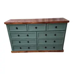 CASAHOGGAR - Comoda Rustica Bicolor Verde 150