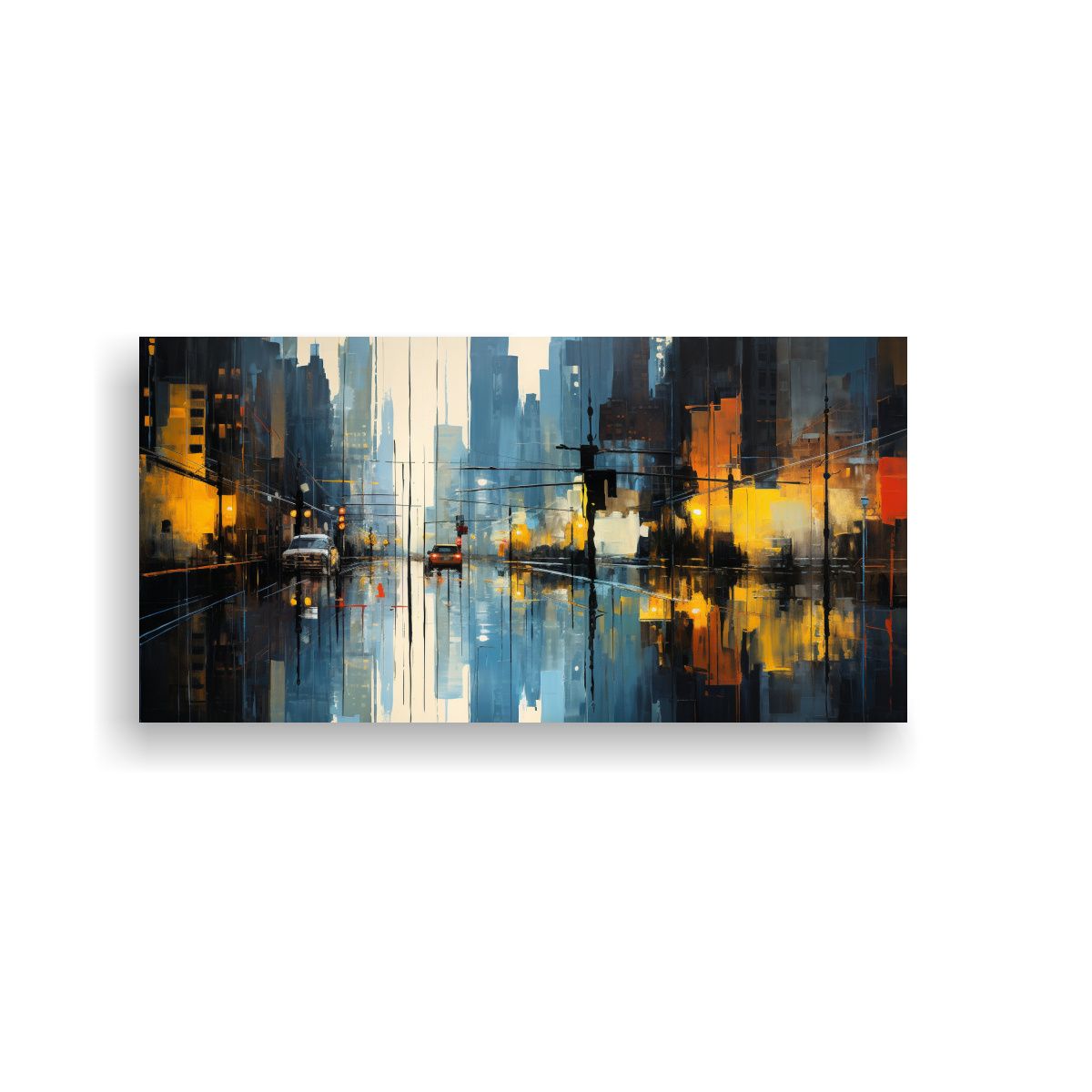 GENERICO - Lienzo De Tela Cuadro Clásico Reflejos Urbanos Abstractos E 160x80cm.