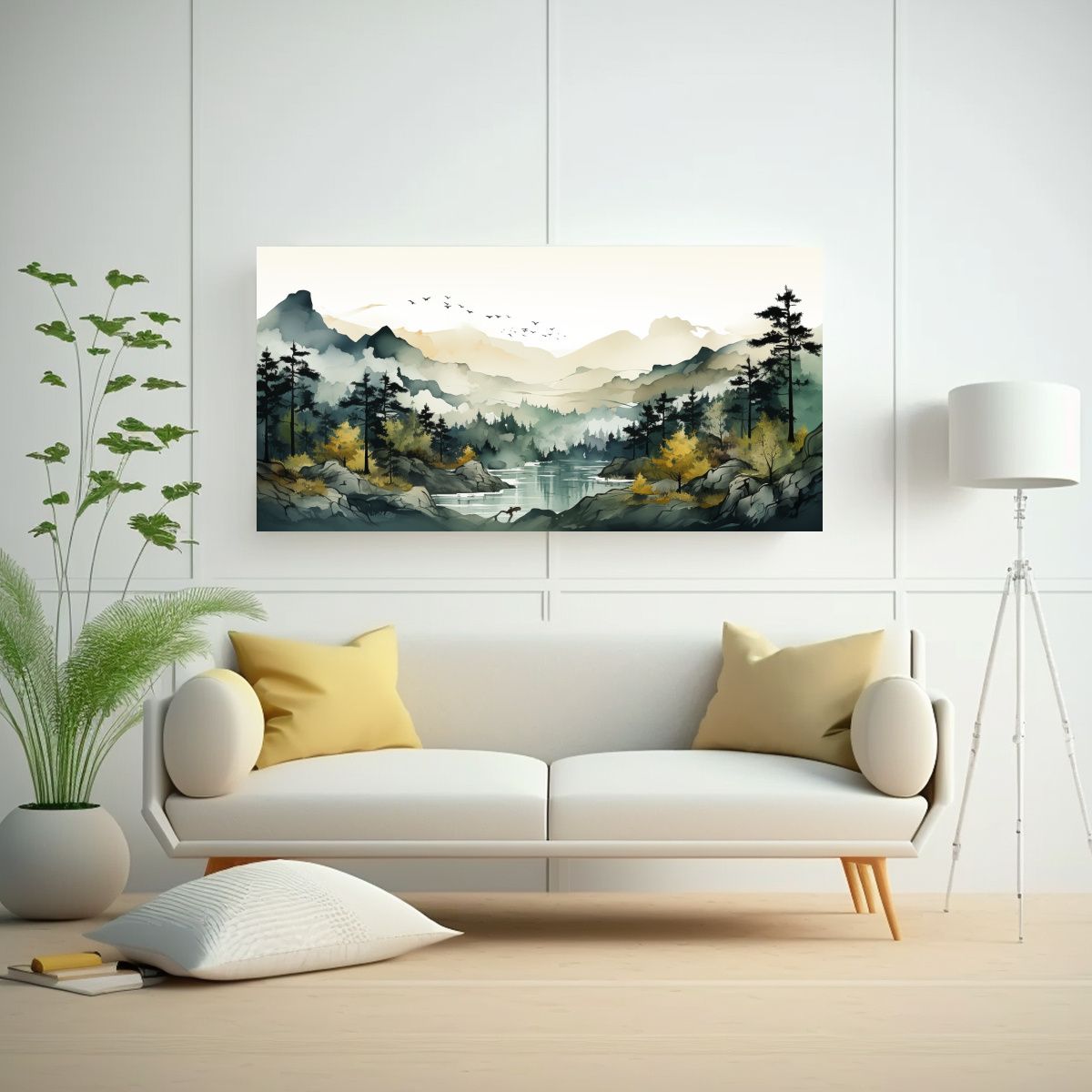 GENERICO - Cuadro Pintura Minimalista Montañas Varias Tonalidades 160x80cm