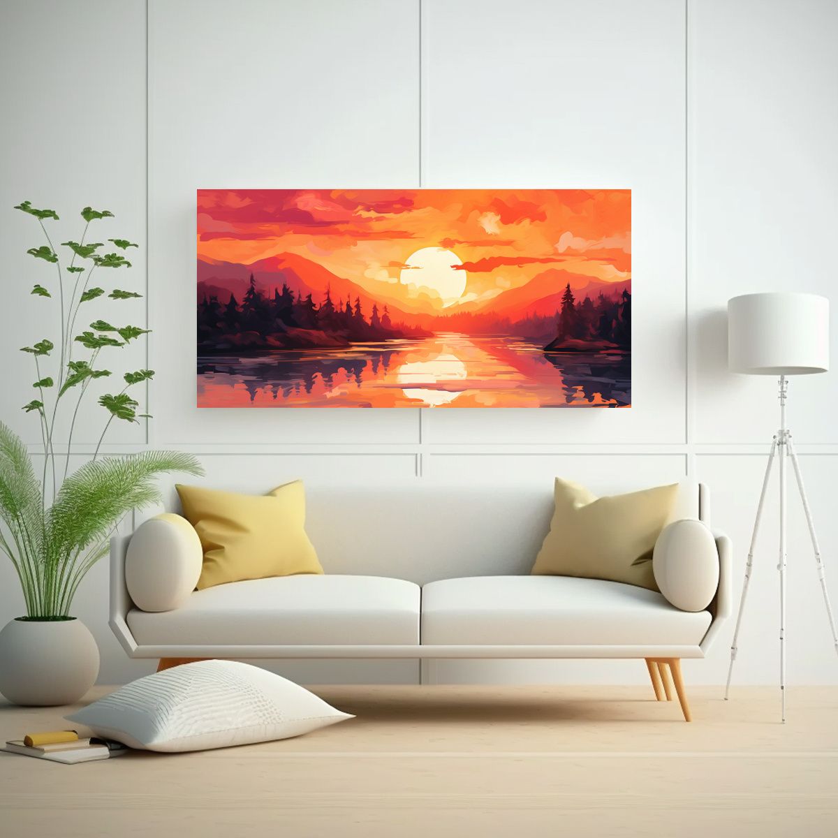 GENERICO - Cuadro Modernos Artesanal Belleza Cautivadora De Un Atardece 160x80cm