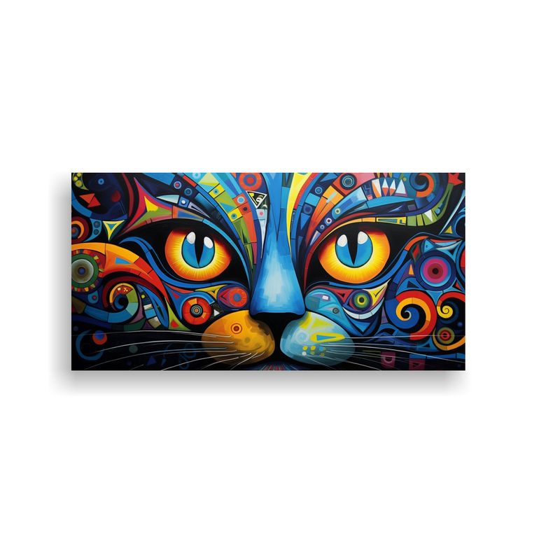 GENERICO - Cuadro Abstracto De Gato En Lienzo De Finas Líneas Estétic 160x80cm