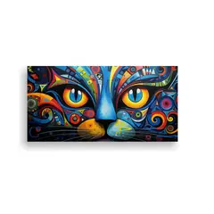 GENERICO - Cuadro Abstracto De Gato En Lienzo De Finas Líneas Estétic 160x80cm