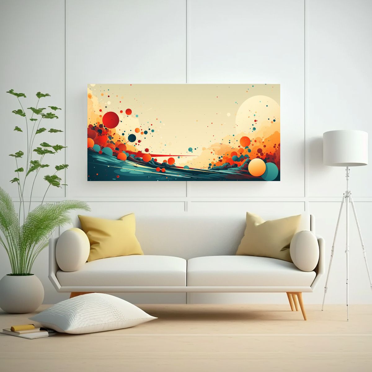 GENERICO - Pintura De Fondo De Arte Retro Estético Con Puntos De Semit 160x80cm