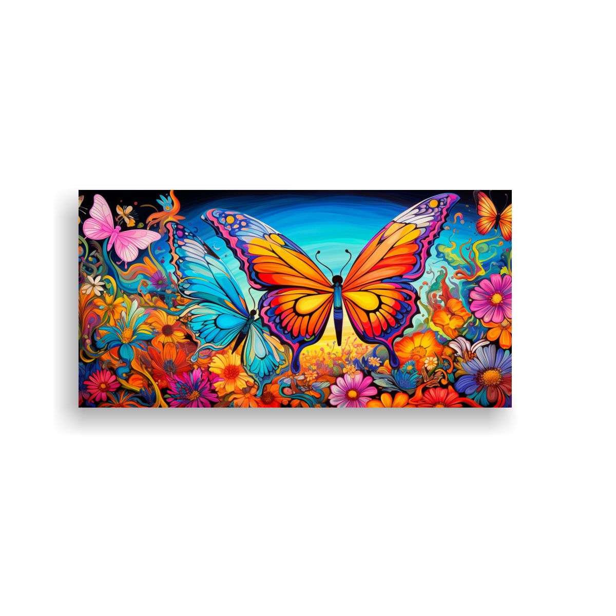 GENERICO - Pintura Decorativa De Escenario Psicodélico Con Tres Maripo 160x80cm