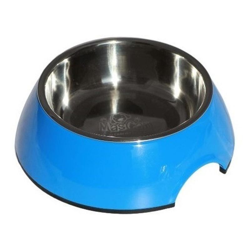 MASCAN - Plato Melamina Sólido Redondo Azul Talla S Perro Mascan