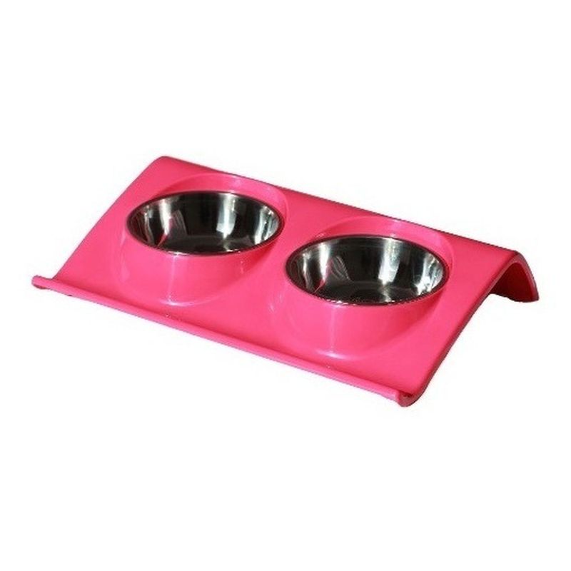 MASCAN - Plato Melamina Doble Z Talla M Fucsia Perro Mascan.