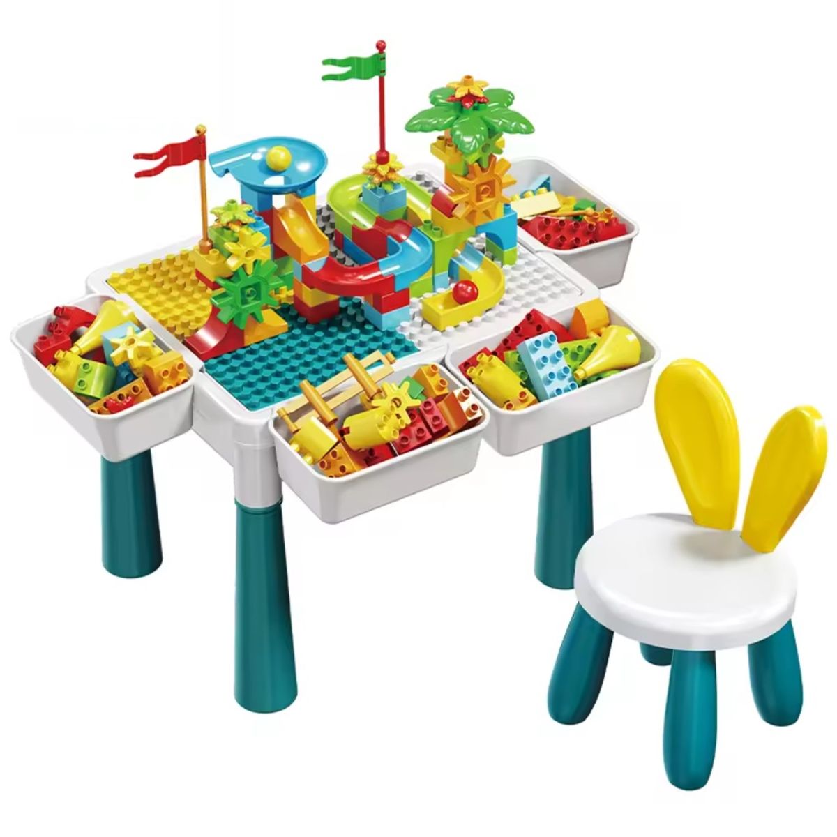 SPACEZAT - Mesa de Juegos Didáctica Con Bloques de Toboganes 85 piezas