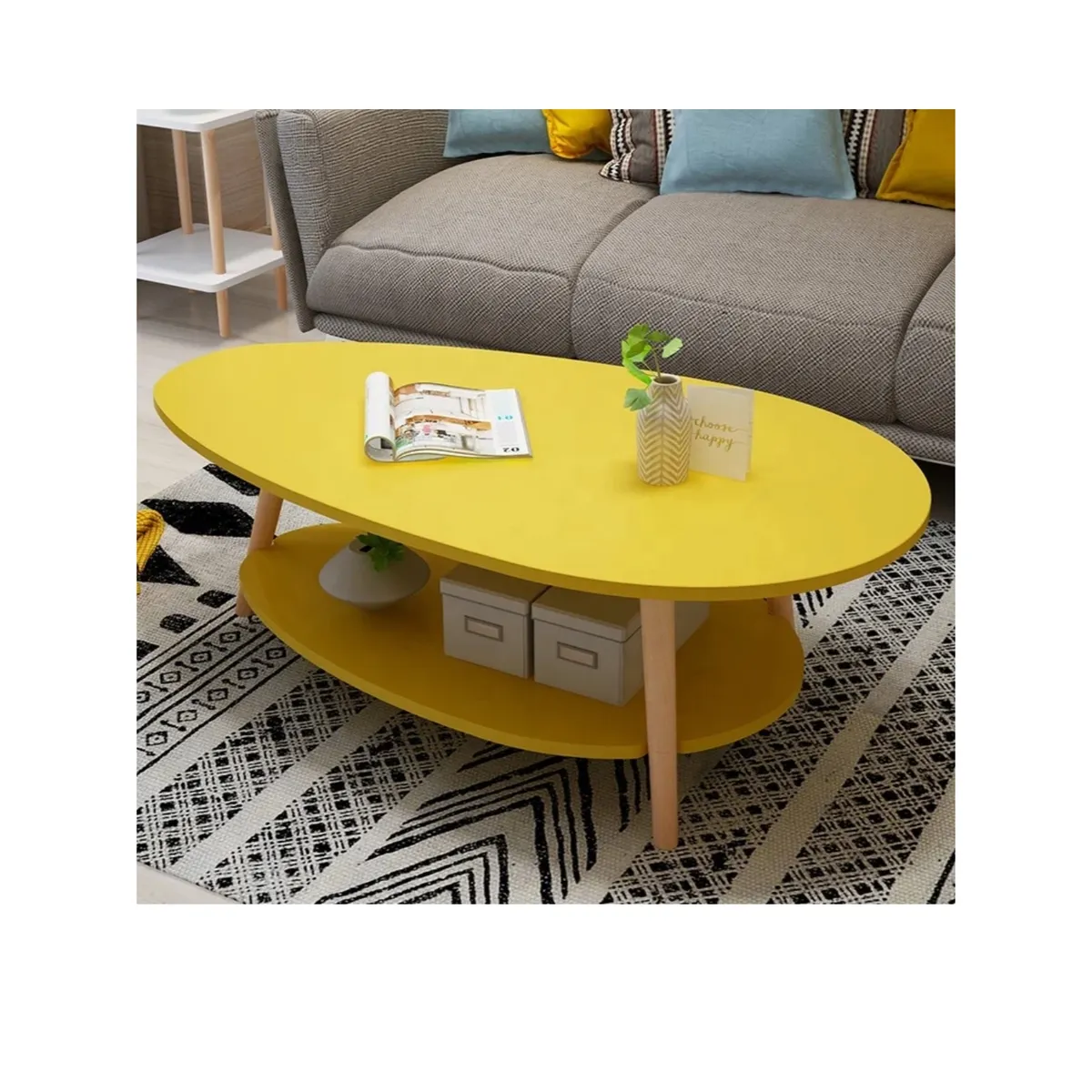 GENERICO - Mesa De Centro Living Sala De Estar Moderna Mueble Hogar Amarillo