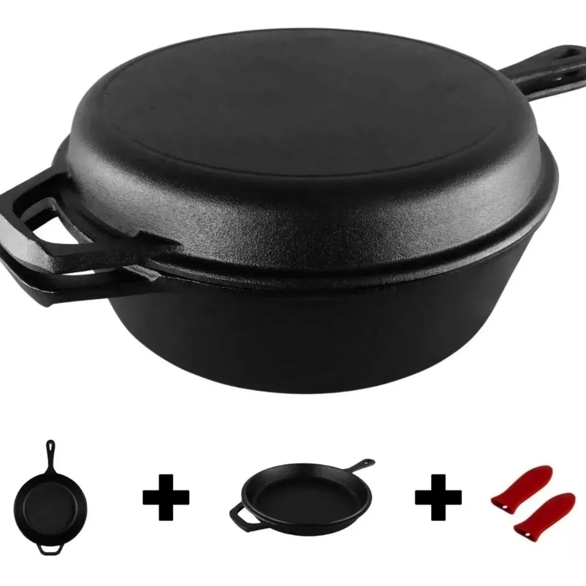 MUNDO MAGIA - 2 Sartenes Hierro Fundido 26cm + 2 Grip