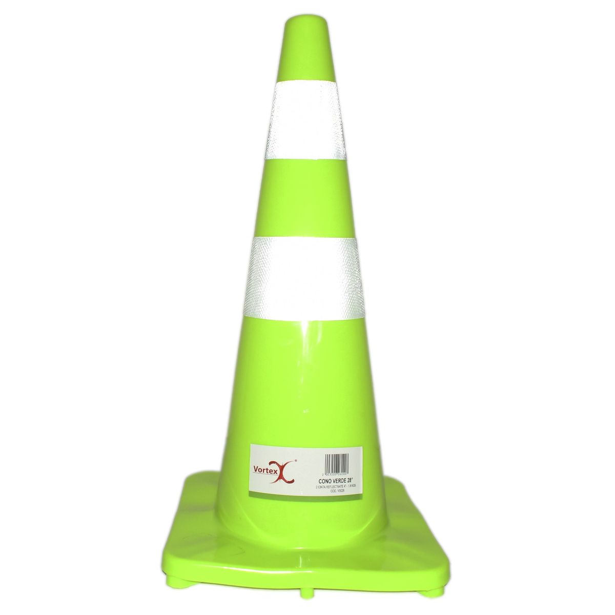 VORTEX - Cono 28 PuLG Verde Con 2 Cintas Reflectantes Vortex