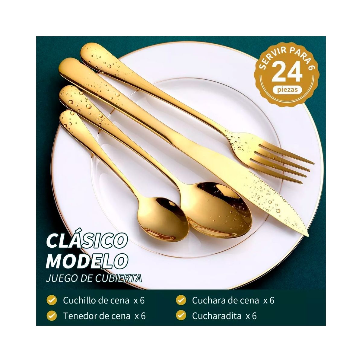 GENERICO - Set 24 Piezas Cuchillería Cubiertos De Lujo Maleta