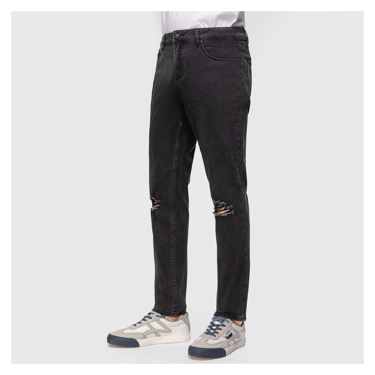 FASHION'S PARK - Jeans Hombre Skinny Full Roturas Negro