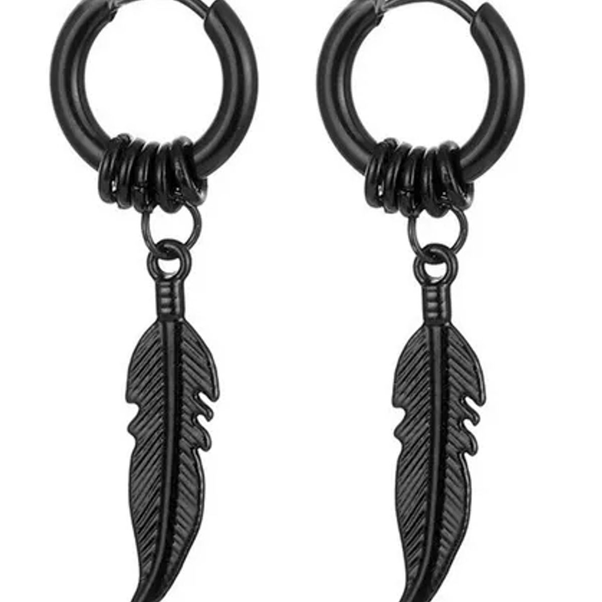 GENERICO - Pendientes Aros Para Hombre Mujer De Pluma Punk Rock