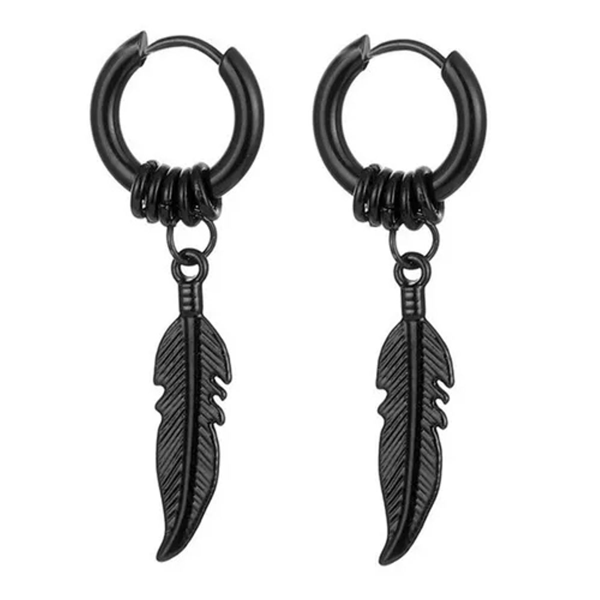 GENERICO - Pendientes Aros Para Hombre Mujer De Pluma Punk Rock