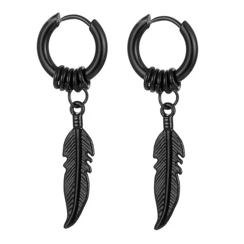 GENERICO - Pendientes Aros Para Hombre Mujer De Pluma Punk Rock