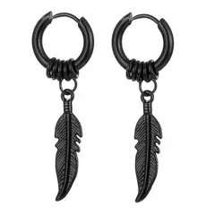 GENERICO - Pendientes Aros Para Hombre Mujer De Pluma Punk Rock