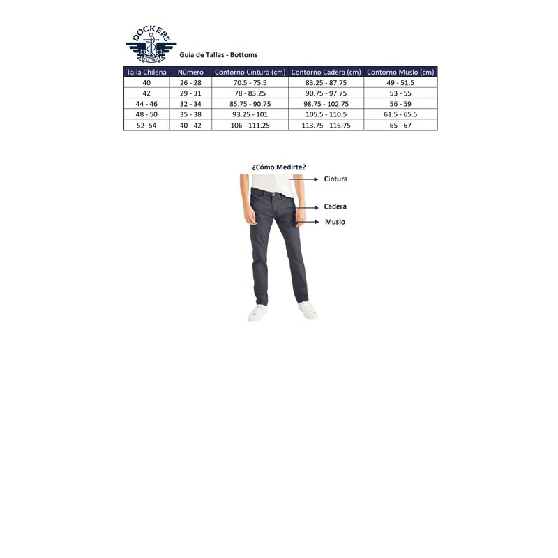 Dockers Tallas De Pantalon Hombre Chile Guia De Tallas Pantalones