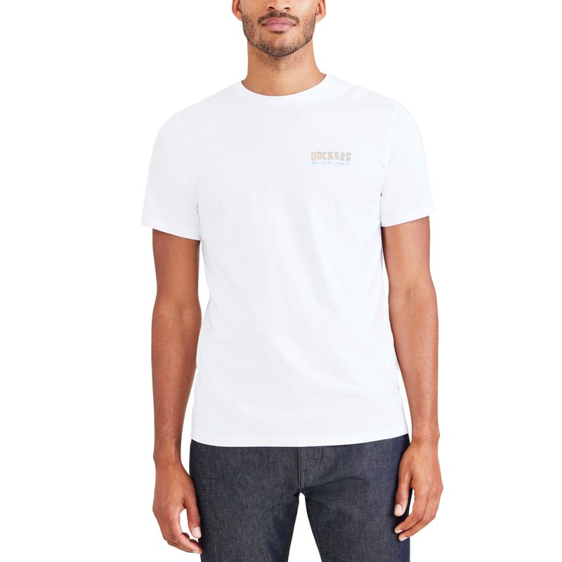 DOCKERS - Polera Hombre Graphic Tee Slim Fit Blanco Dockers