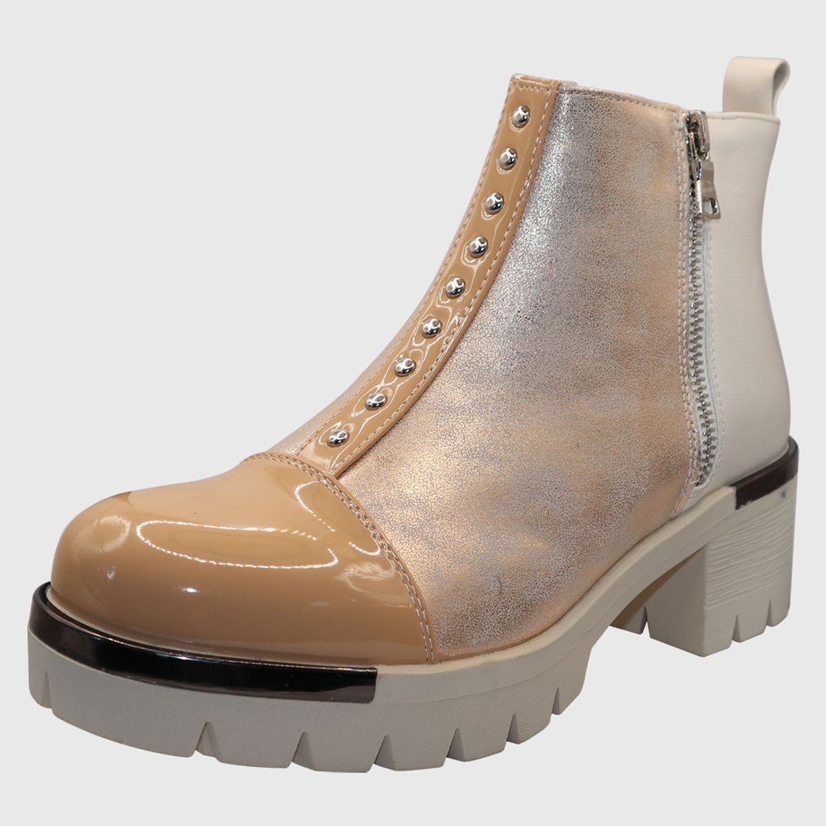 DINASTELLA - Botines de taco alto Beige para Mujer con Cierre Casuales Danicolle