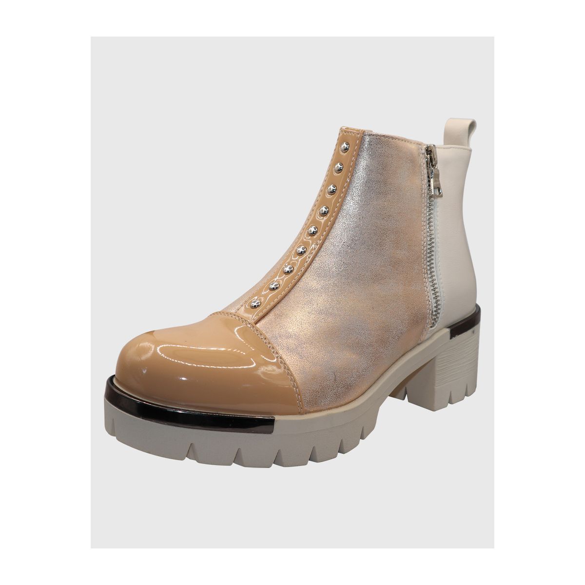 DINASTELLA - Botines de taco alto Beige para Mujer con Cierre Casuales Danicolle