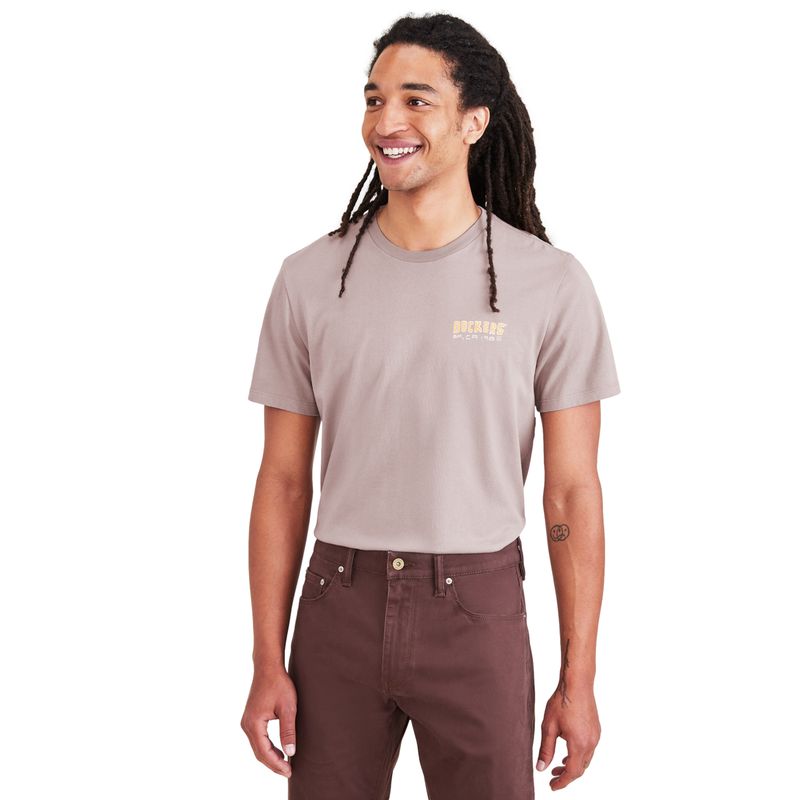 DOCKERS - Polera Hombre Graphic Tee Slim Fit Café Dockers