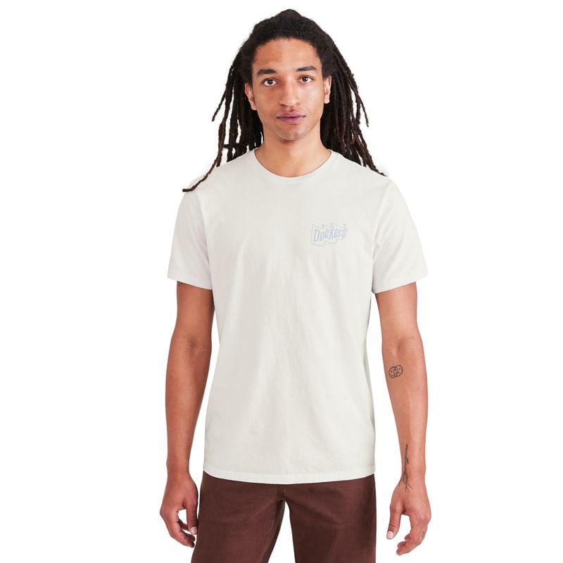 DOCKERS - Polera Hombre Graphic Tee Slim Fit Blanca Logo Dockers