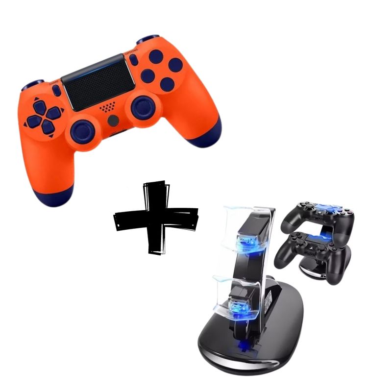 GENERICO - Pack Control Ps4 Orange + Estación de Carga