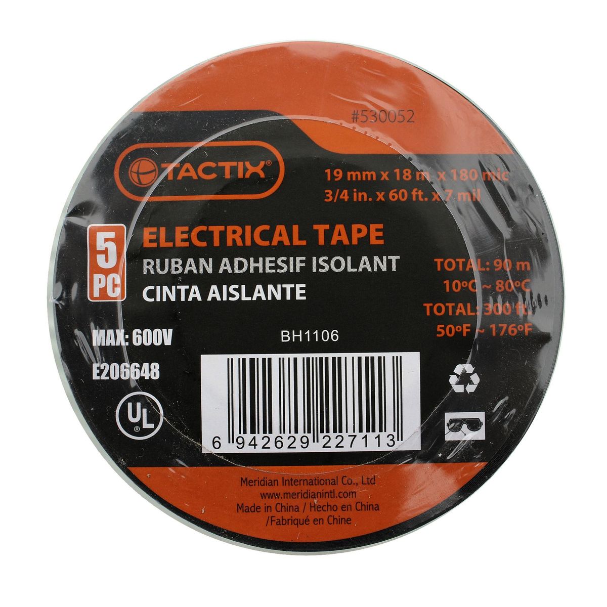 TACTIX - Pack 5 Unidades Cinta Aislante Tactix 18 Mts X 19 Mm