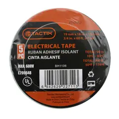 TACTIX - Pack 5 Unidades Cinta Aislante 18 Mts X 19 Mm