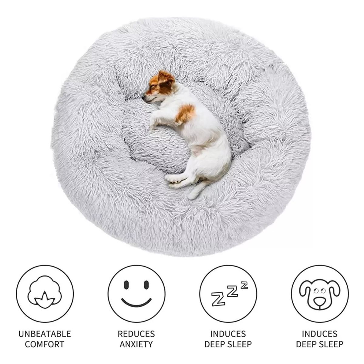 GENERICO - Cama Antiestrés Mascotas Gatos Perros 80 Cm Grande Xxl Gris