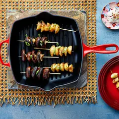 LE CREUSET - Skillet Grill Cuadrada 26Cm Cereza