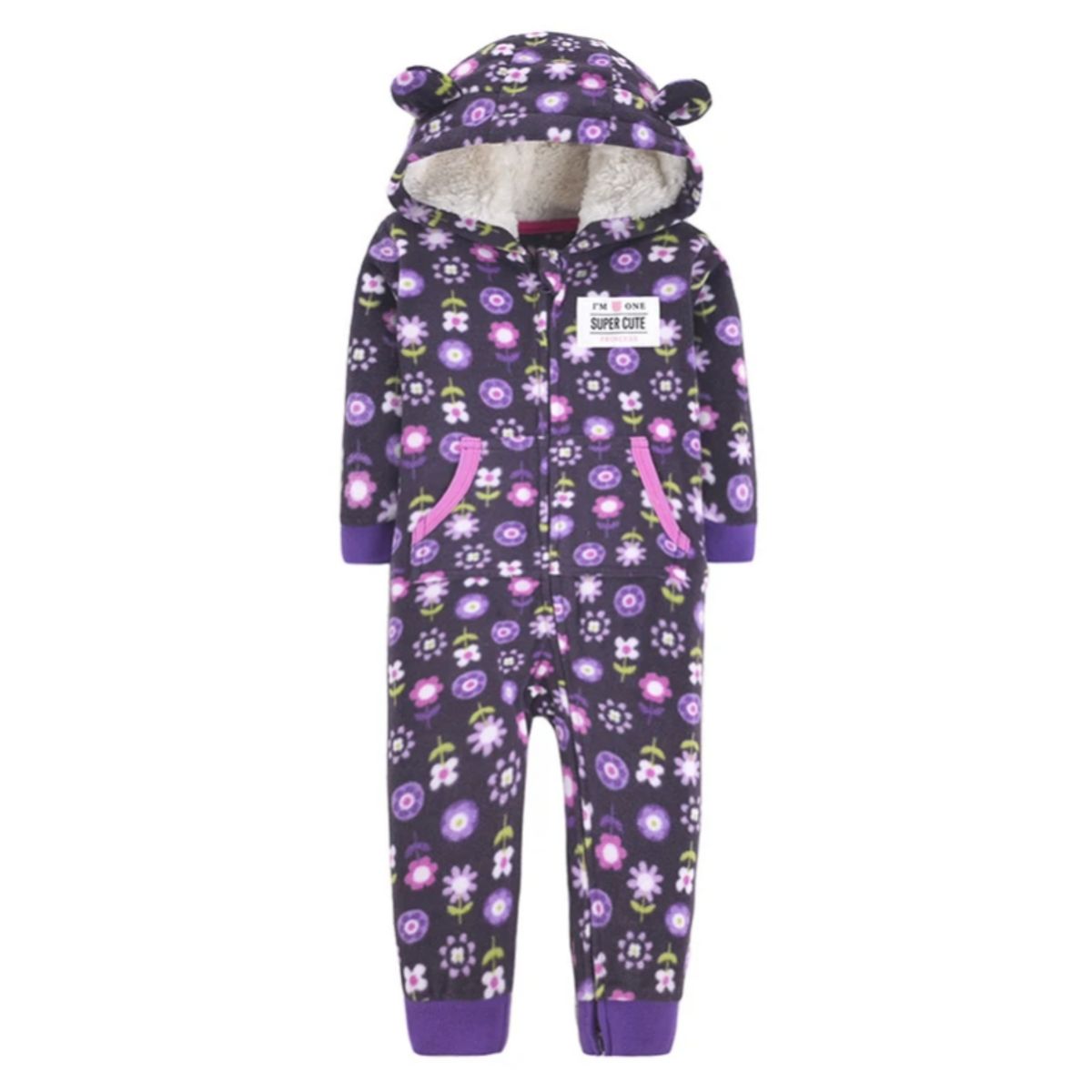 JUMP KIDS - Enterito Largo Niña Polar Con Capucha Forrada En Corderito