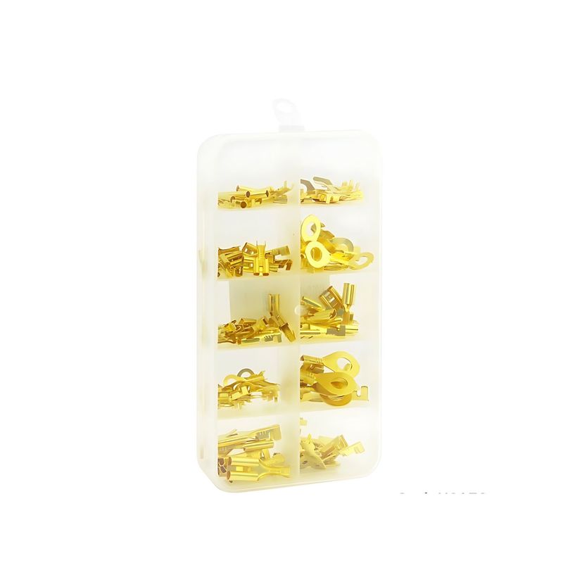 GENERICO - Kit X100 Piezas Terminal Faston Metalico Surtido para Conexiones