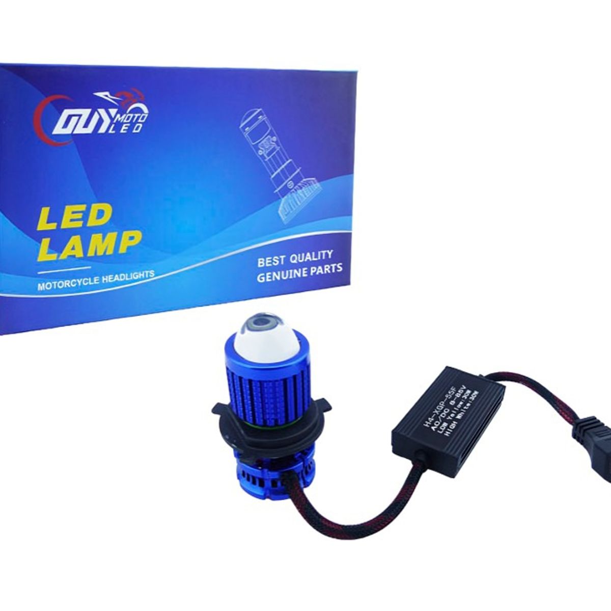 OEM - AMPOLLETA PARA MOTO H-4 LED DUO COLOR 50W LED LUPA X1 PCS