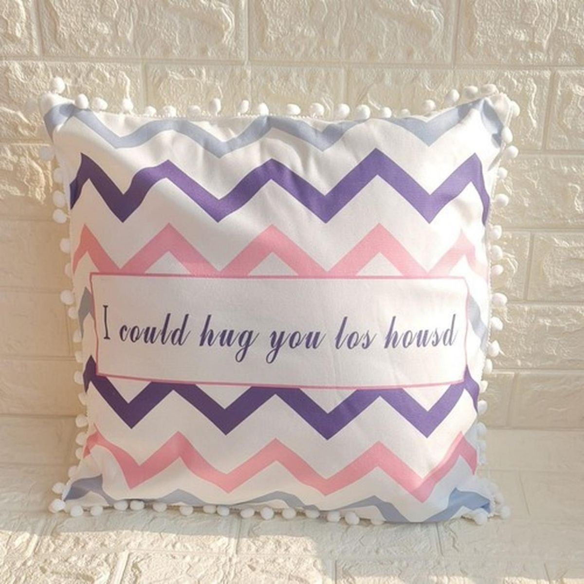 GENERICO - Funda Para Cojin Pompon Decorativa Diseño 45x45 - Violeta