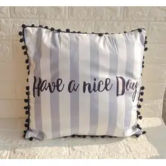 GENERICO - Funda Para Cojin Pompon Decorativa Diseño 45x45 - Gris