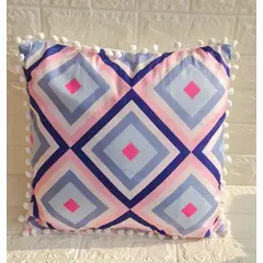 GENERICO - Funda Para Cojin Pompon Decorativa Diseño 45x45 - Celeste