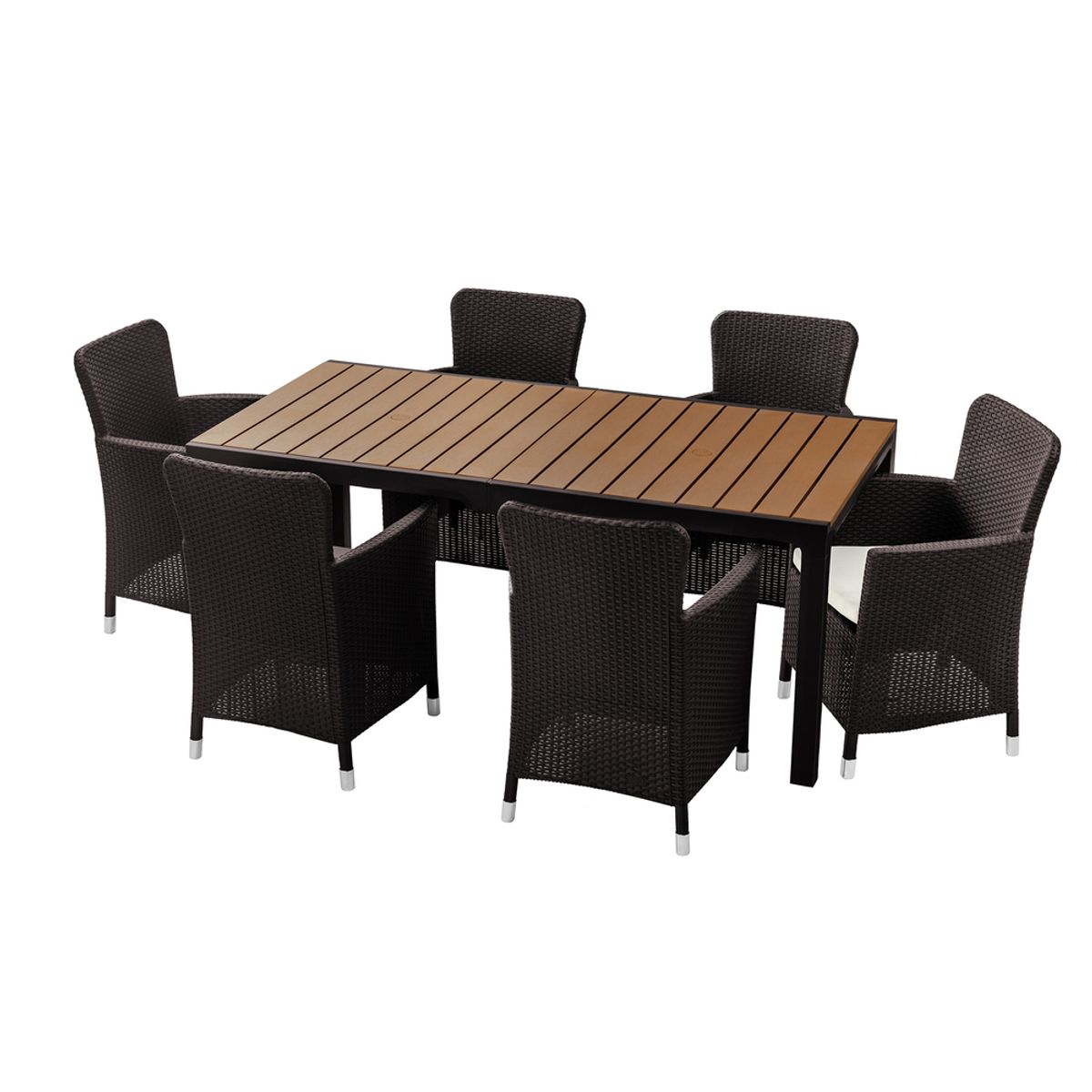 QRUBBER - Juego Comedor 6 Puestos Capri Café Oscuro MQ QRubber