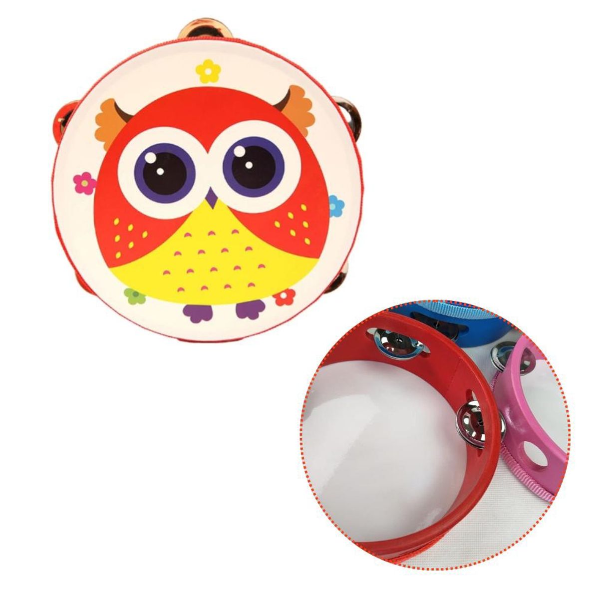 ARTIDIX - Pandero musical infantil diseño de búho PB-C8