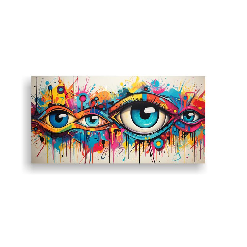 GENERICO - Arte Abstracto En Bastidor Con Patrón De Colores Ojos 160x80cm
