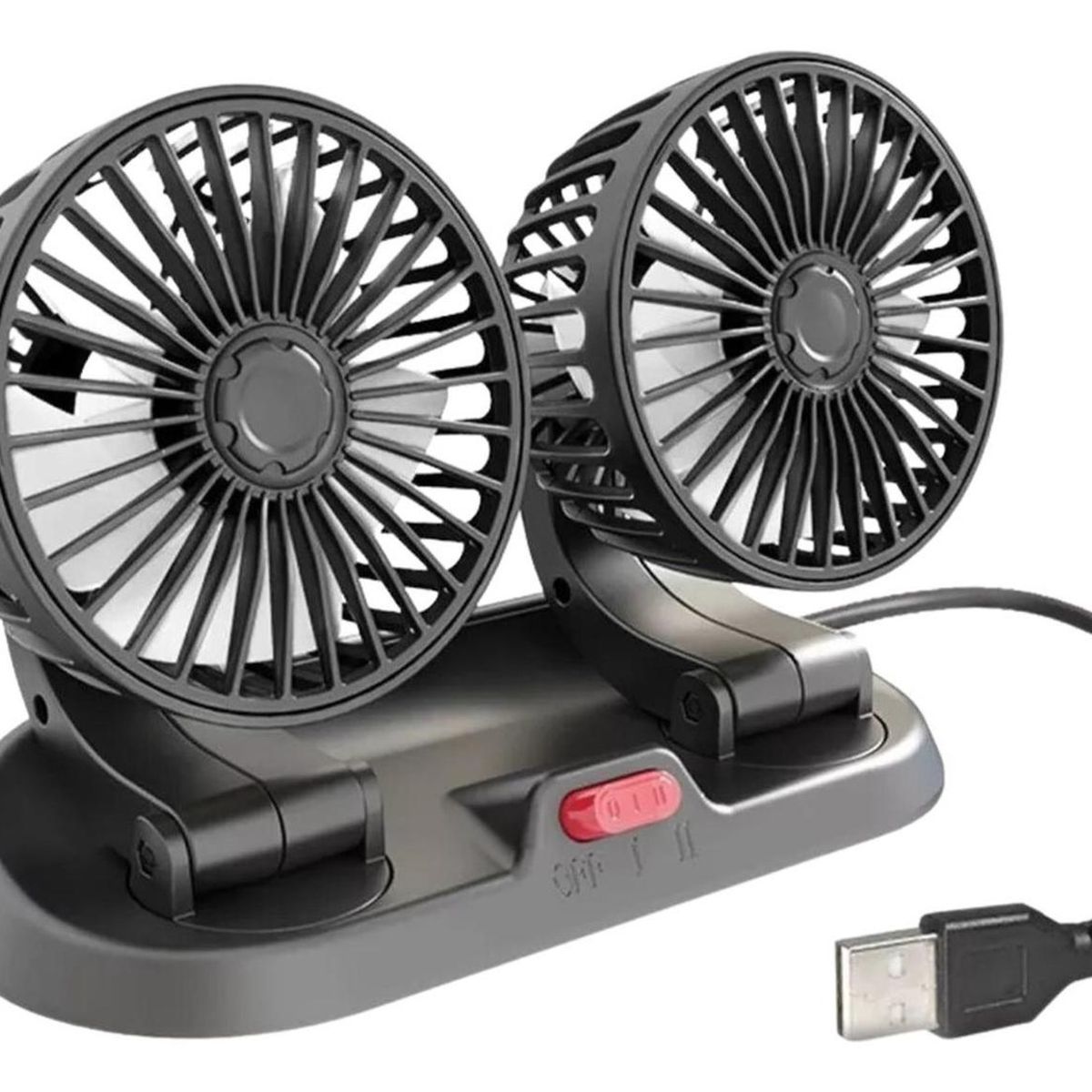 IMPORTCLICK - Mini Ventilador Automóvil USB Doble 5 Aspas Portátil Negro IMPORTCLICK